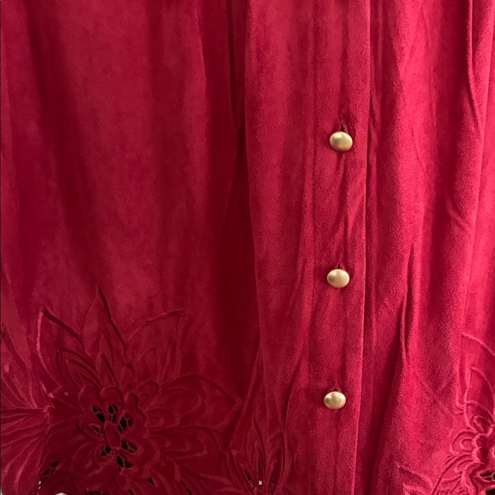 Ruby Rd. Rich Red Button-Up Blouse - Picture 7 of 8